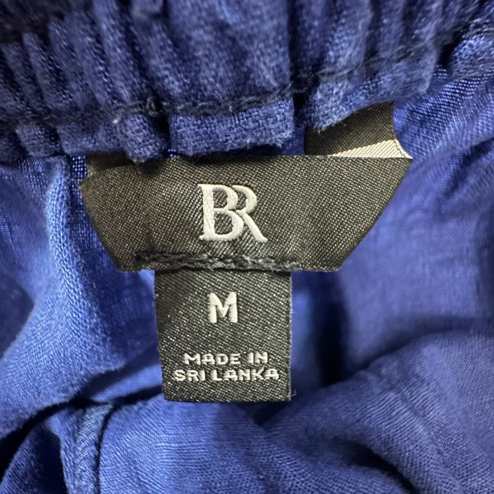 Banana‎ Republic Womens Blue 100% Linen Wide Leg Drawstring Pants Size M Relaxed